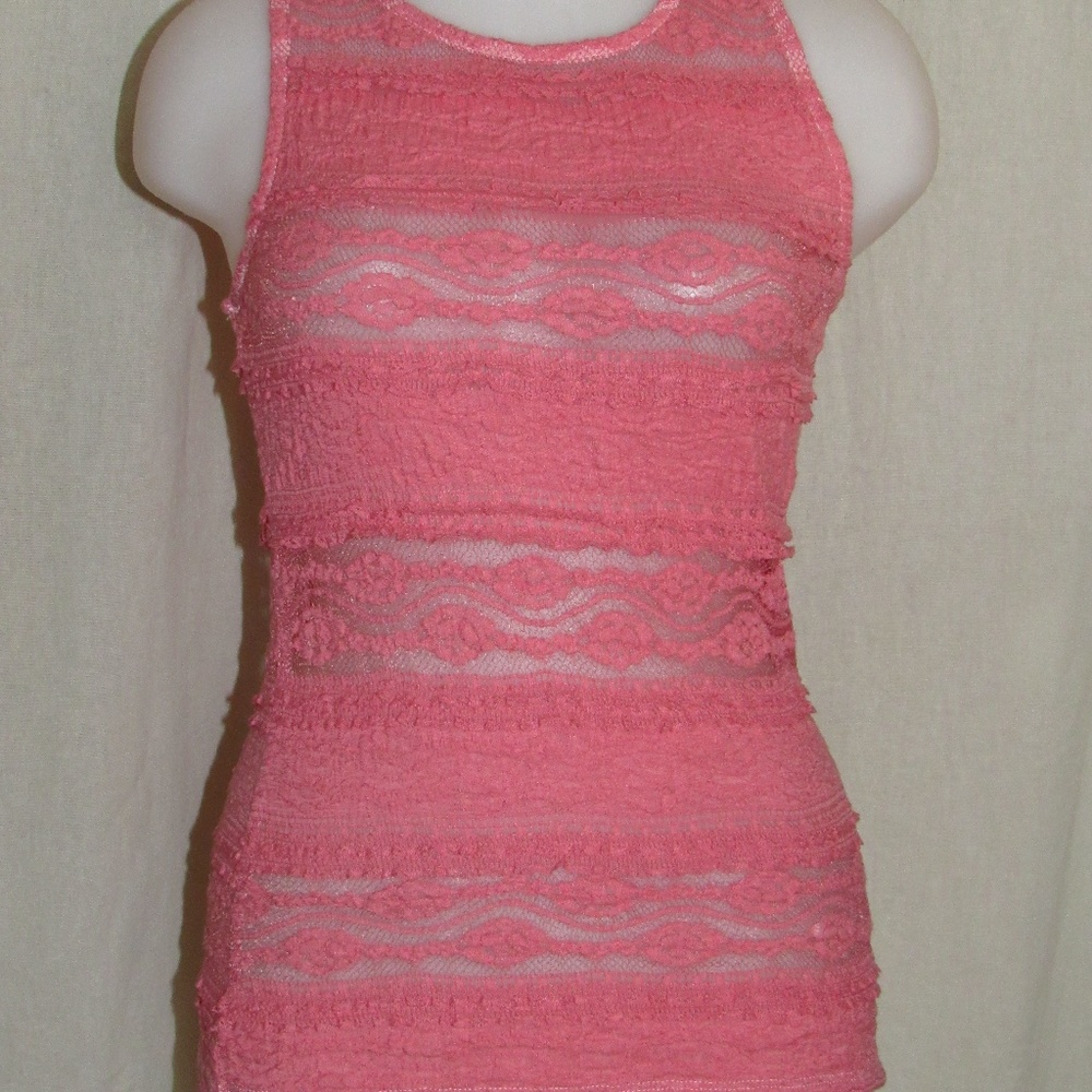 American Rag Cie Junior XS Pink Lace Tank Top